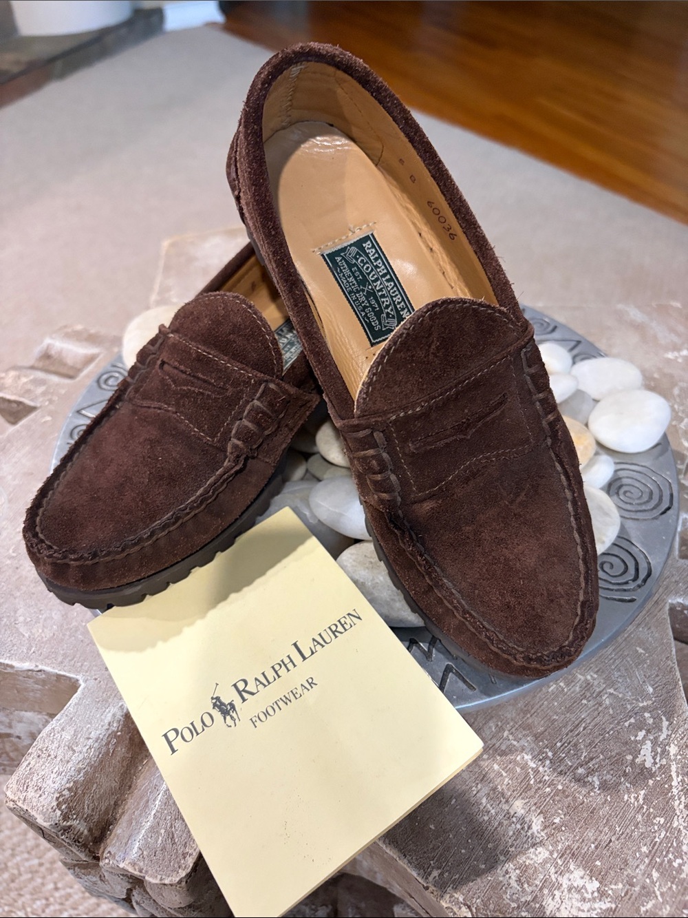 Polo by Ralph Lauren Dark Brown Suede Penny Loafers women’s sz 5. NEW
